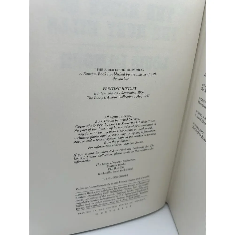 Louis L'Amour Collection THE RIDER OF THE RUBY HILLS 1999 Leatherette